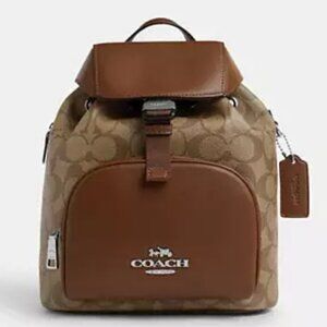 Coach Pace Backpack In Signature Canvas Khaki Saddle CR130